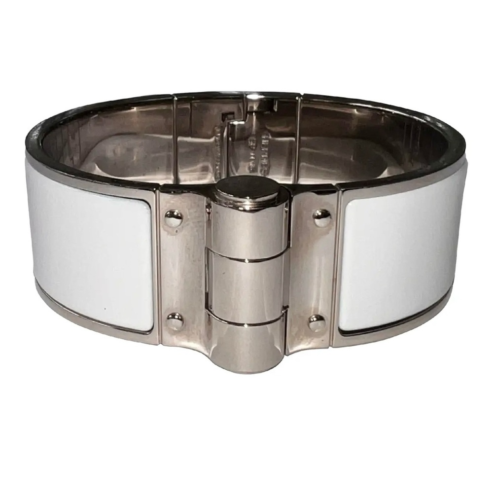 Hermès white enamel cuff bracelet
